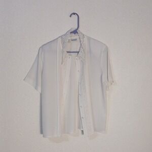 Liz Baker Essentials White Lace Blouse